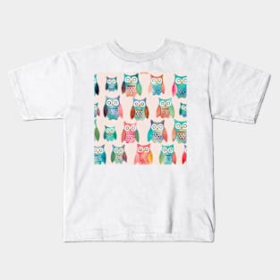 Watercolor owl pattern Kids T-Shirt